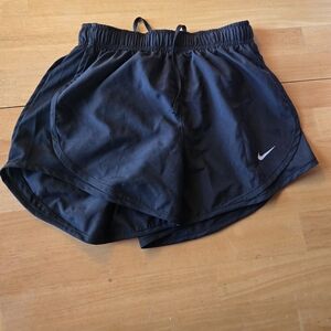Nike Women’s Black Athletic Running Shorts with White Swoosh